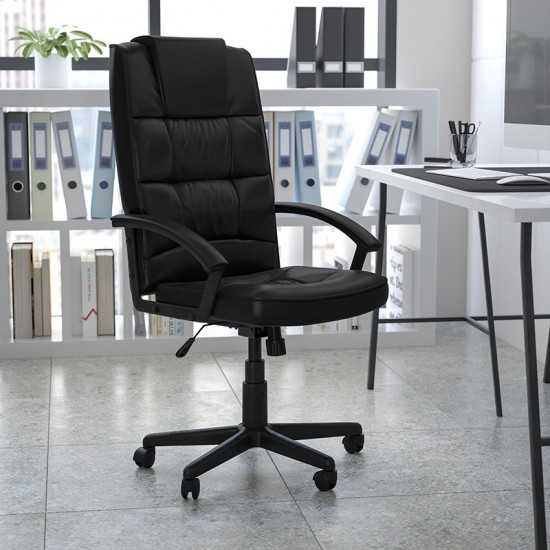 High Back Black LeatherSoft Executive Swivel Office Chair with Arms