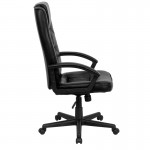 High Back Black LeatherSoft Executive Swivel Office Chair with Arms