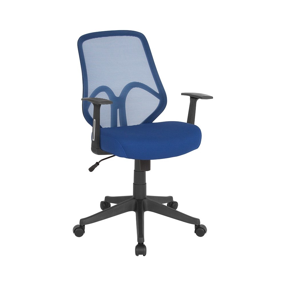 Salerno Series High Back Navy Mesh Office Chair with Arms