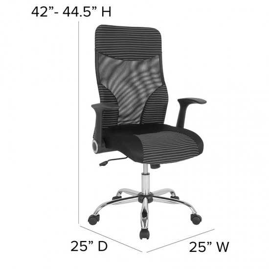 Milford High Back Ergonomic Office Chair with Contemporary Mesh Design in Black and White