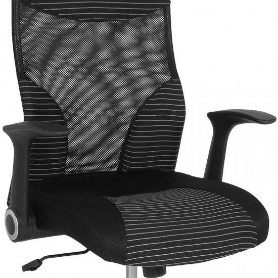 Milford High Back Ergonomic Office Chair with Contemporary Mesh Design in Black and White