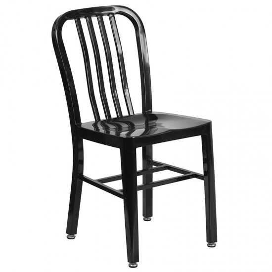 Commercial Grade Black Metal Indoor-Outdoor Chair