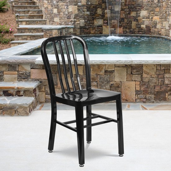 Commercial Grade Black Metal Indoor-Outdoor Chair