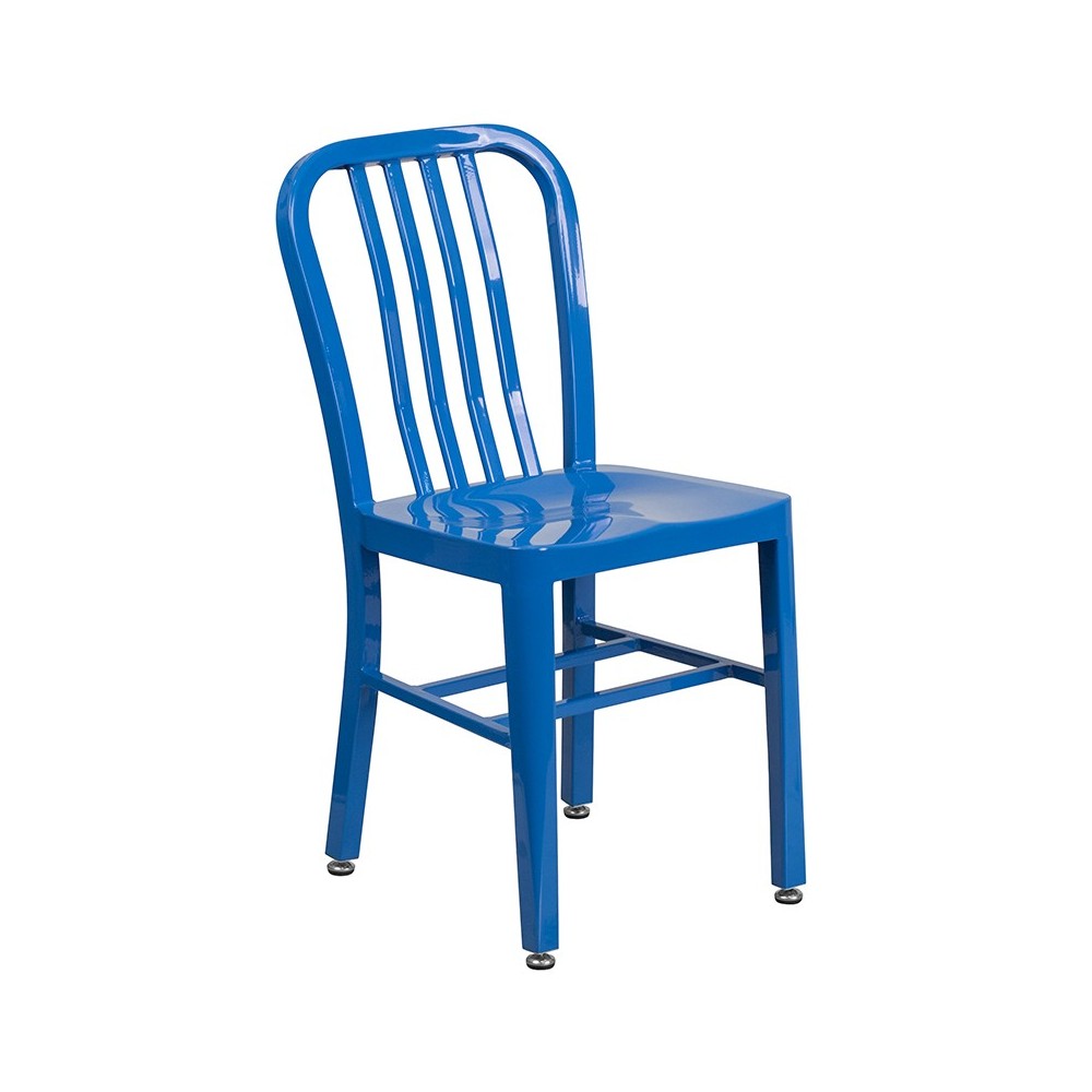 Commercial Grade Blue Metal Indoor-Outdoor Chair