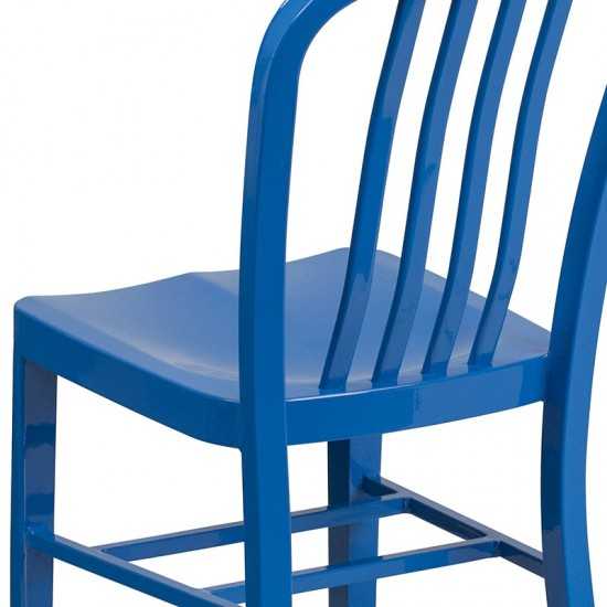 Commercial Grade Blue Metal Indoor-Outdoor Chair