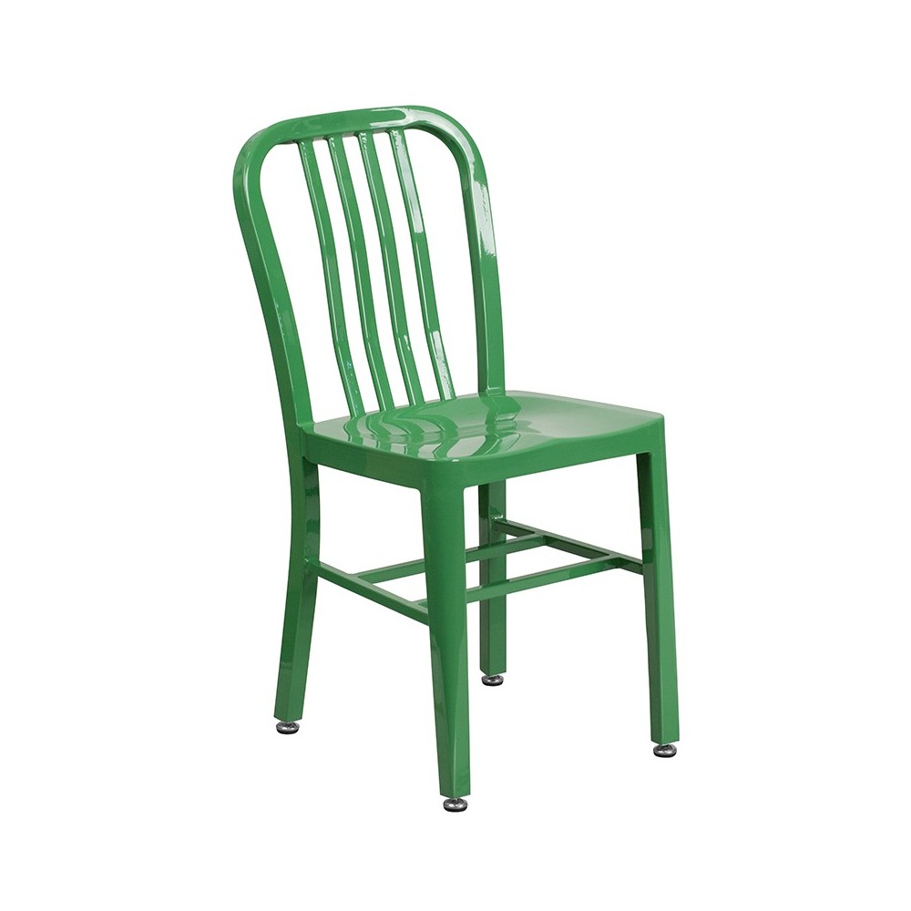 Commercial Grade Green Metal Indoor-Outdoor Chair