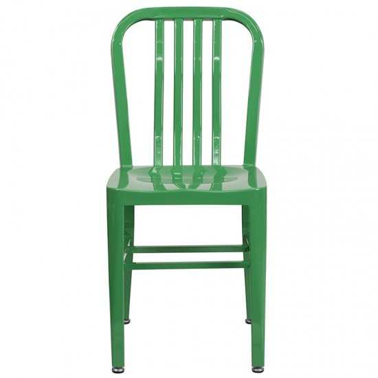 Commercial Grade Green Metal Indoor-Outdoor Chair