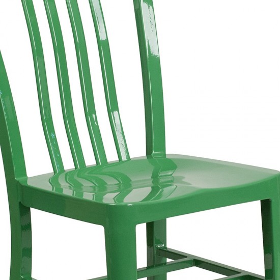 Commercial Grade Green Metal Indoor-Outdoor Chair