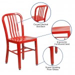 Commercial Grade Red Metal Indoor-Outdoor Chair