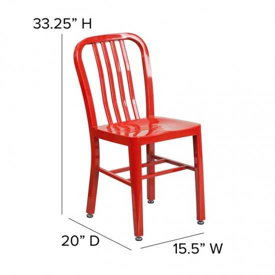 Commercial Grade Red Metal Indoor-Outdoor Chair