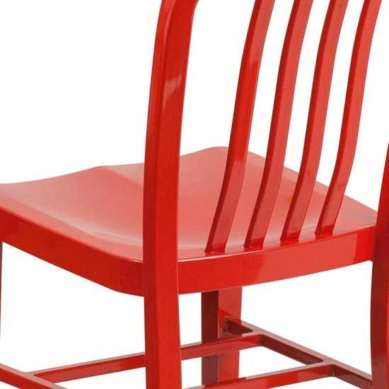 Commercial Grade Red Metal Indoor-Outdoor Chair