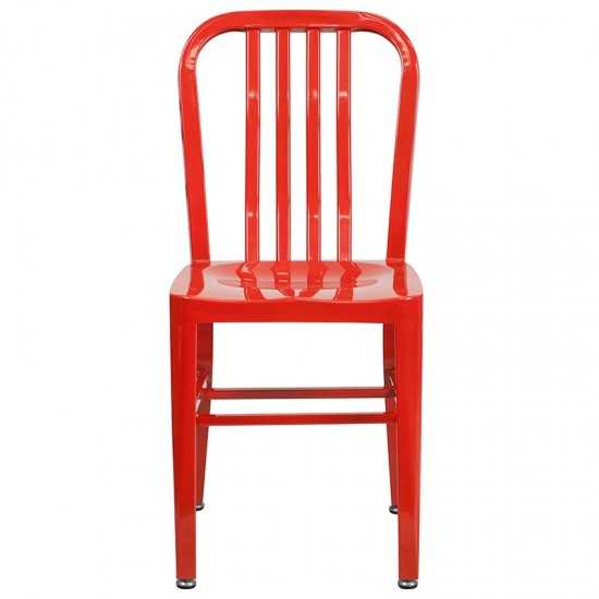 Commercial Grade Red Metal Indoor-Outdoor Chair