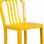 Commercial Grade 30" High Yellow Metal Indoor-Outdoor Barstool with Vertical Slat Back