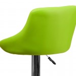 Contemporary Green Vinyl Bucket Seat Adjustable Height Barstool with Diamond Pattern Back and Chrome Base