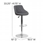Contemporary Gray Vinyl Bucket Seat Adjustable Height Barstool with Chrome Base