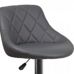 Contemporary Gray Vinyl Bucket Seat Adjustable Height Barstool with Chrome Base