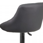Contemporary Gray Vinyl Bucket Seat Adjustable Height Barstool with Chrome Base