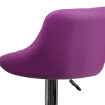 Contemporary Purple Vinyl Bucket Seat Adjustable Height Barstool with Diamond Pattern Back and Chrome Base