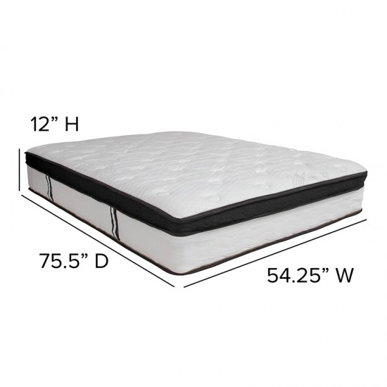 Capri Comfortable Sleep 12 Inch CertiPUR-US Certified Memory Foam & Pocket Spring Mattress, Full Mattress in a Box