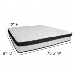 Capri Comfortable Sleep 12 Inch CertiPUR-US Certified Memory Foam & Pocket Spring Mattress, King Mattress in a Box