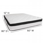 Capri Comfortable Sleep 12 Inch CertiPUR-US Certified Memory Foam & Pocket Spring Mattress, Queen Mattress in a Box