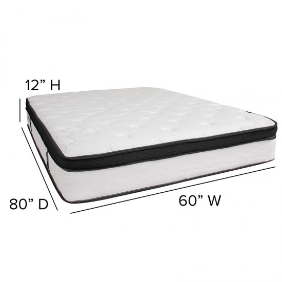 Capri Comfortable Sleep 12 Inch CertiPUR-US Certified Memory Foam & Pocket Spring Mattress, Queen Mattress in a Box