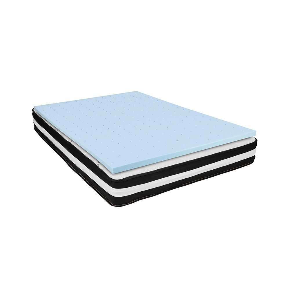 Capri Comfortable Sleep Full 10 Inch CertiPUR-US Certified Foam Pocket Spring Mattress & 2 inch Gel Memory Foam Topper Bundle