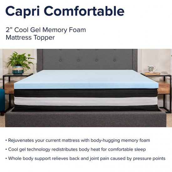 Capri Comfortable Sleep King 10 Inch CertiPUR-US Certified Foam Pocket Spring Mattress & 2 inch Gel Memory Foam Topper Bundle