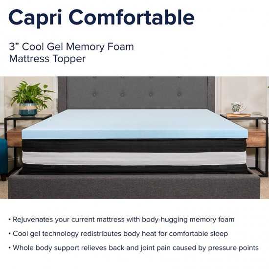 Capri Comfortable Sleep Full 10 Inch CertiPUR-US Certified Foam Pocket Spring Mattress & 3 inch Gel Memory Foam Topper Bundle