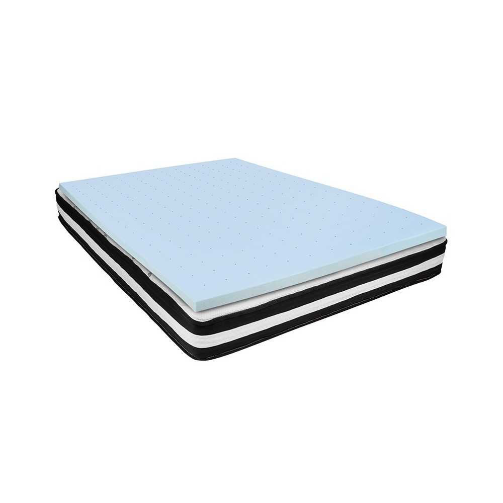 Capri Comfortable Sleep Queen 10 Inch CertiPUR-US Certified Foam Pocket Spring Mattress & 3 inch Gel Memory Foam Topper Bundl