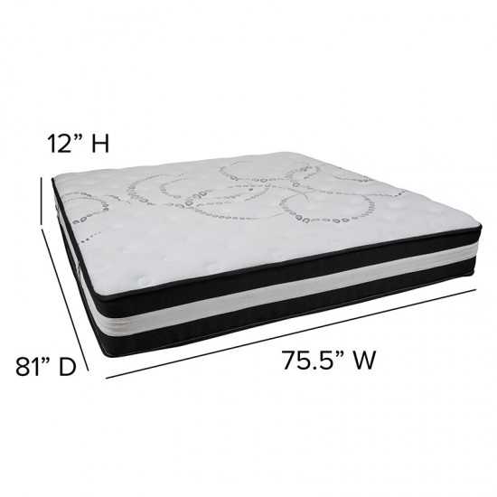 Capri Comfortable Sleep King 12 Inch CertiPUR-US Certified Foam Pocket Spring Mattress & 2 inch Gel Memory Foam Topper Bundle