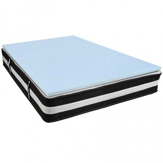 Capri Comfortable Sleep Queen 12 Inch CertiPUR-US Certified Foam Pocket Spring Mattress & 2 inch Gel Memory Foam Topper Bundl