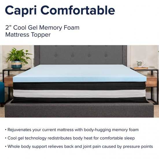 Capri Comfortable Sleep Queen 12 Inch CertiPUR-US Certified Foam Pocket Spring Mattress & 2 inch Gel Memory Foam Topper Bundl