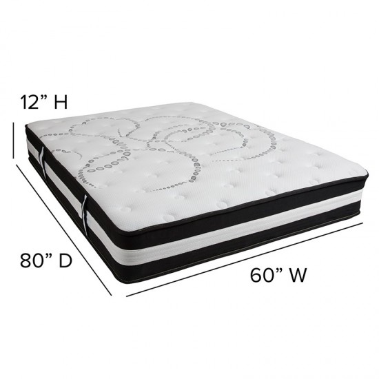 Capri Comfortable Sleep Queen 12 Inch CertiPUR-US Certified Foam Pocket Spring Mattress & 2 inch Gel Memory Foam Topper Bundl
