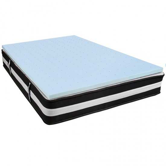 Capri Comfortable Sleep Queen 12 Inch CertiPUR-US Certified Foam Pocket Spring Mattress & 3 inch Gel Memory Foam Topper Bundl