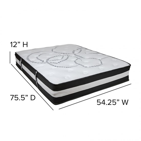 Capri Comfortable Sleep 12 Inch CertiPUR-US Certified Foam and Pocket Spring Mattress, Full Mattress in a Box