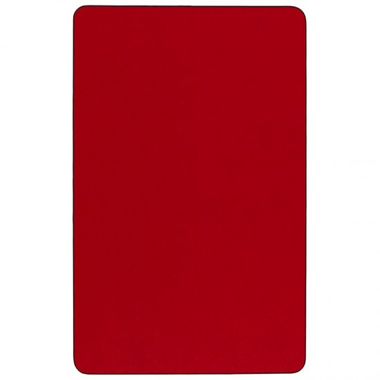 Mobile 30''W x 60''L Rectangular Red Thermal Laminate Activity Table - Height Adjustable Short Legs