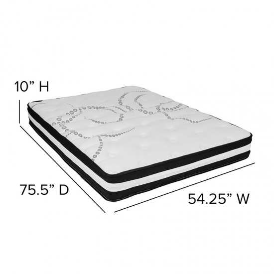 Capri Comfortable Sleep 10 Inch CertiPUR-US Certified Foam and Pocket Spring Mattress, Full Mattress in a Box