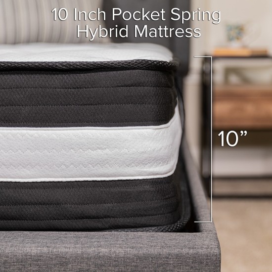 Capri Comfortable Sleep 10 Inch CertiPUR-US Certified Foam and Pocket Spring Mattress, Full Mattress in a Box