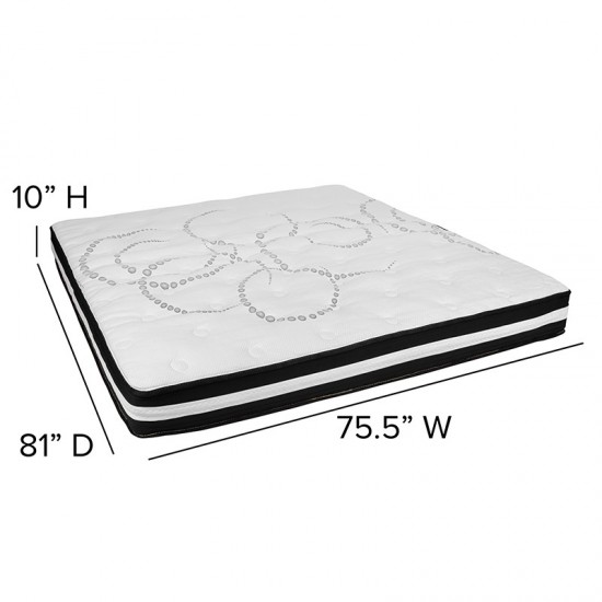 Capri Comfortable Sleep 10 Inch CertiPUR-US Certified Foam and Pocket Spring Mattress, King Mattress in a Box