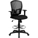 Mid-Back Designer Back Drafting Chair with Fabric Seat and Adjustable Arms