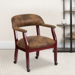 Bomber Jacket Brown Luxurious Conference Chair with Accent Nail Trim and Casters