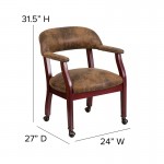 Bomber Jacket Brown Luxurious Conference Chair with Accent Nail Trim and Casters