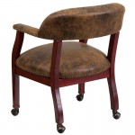 Bomber Jacket Brown Luxurious Conference Chair with Accent Nail Trim and Casters