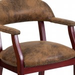 Bomber Jacket Brown Luxurious Conference Chair with Accent Nail Trim and Casters