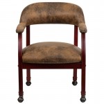 Bomber Jacket Brown Luxurious Conference Chair with Accent Nail Trim and Casters