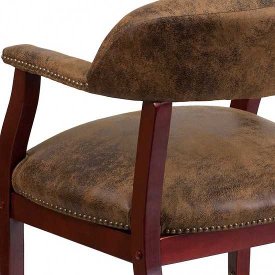 Bomber Jacket Brown Luxurious Conference Chair with Accent Nail Trim and Casters