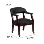 Black LeatherSoft Conference Chair with Accent Nail Trim and Casters