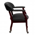 Black LeatherSoft Conference Chair with Accent Nail Trim and Casters