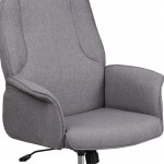 High Back Gray Fabric Executive Swivel Office Chair with Chrome Base and Fully Upholstered Arms